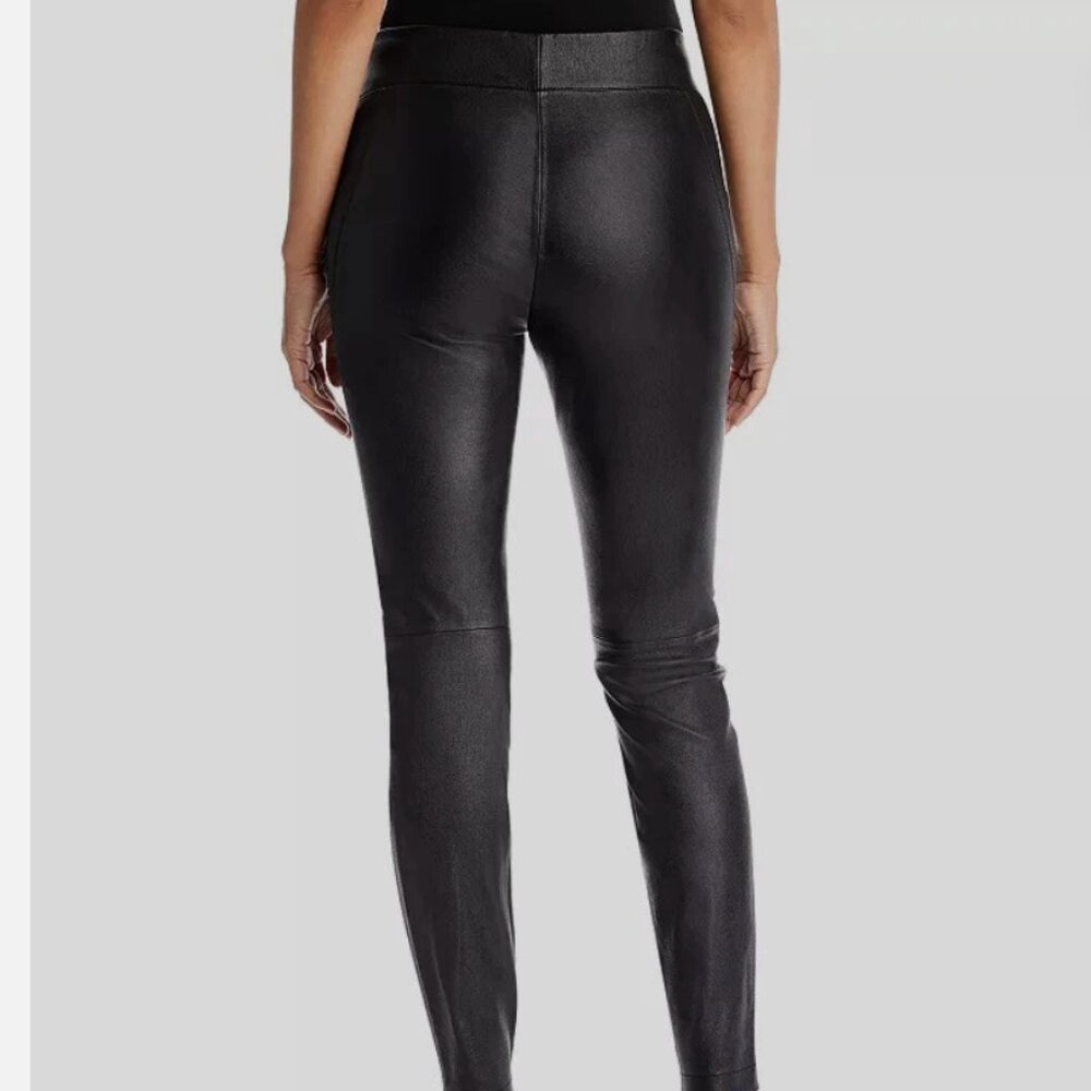 Lafayette 148 New York Women's Black Leather Ankle Leggings Pants Size L - Picture 10 of 11